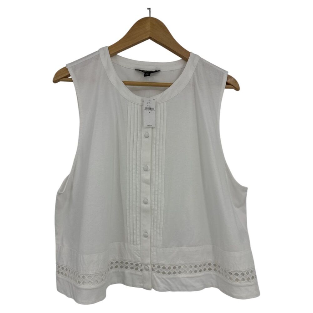 Banana Republic Factory White Sleeveless Button Front Tank